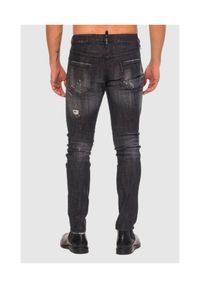 DSQUARED2 Czarne jeansy męskie Cool guy jean. Kolor: czarny. Wzór: aplikacja #2