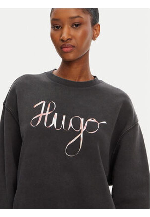 Hugo - HUGO Bluza Deroxina_4 50545198 Szary Oversize. Kolor: szary. Materiał: bawełna