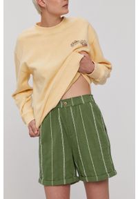 Roxy Szorty damskie kolor zielony wzorzyste high waist. Stan: podwyższony. Kolor: zielony. Materiał: tkanina #1