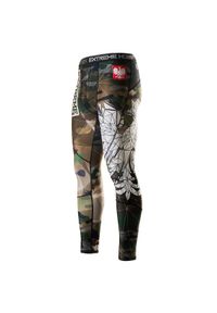 EXTREME HOBBY - Legginsy sportowe męskie POLSKA camo. Kolor: brązowy, wielokolorowy, zielony. Materiał: elastan, poliester