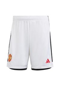 Adidas - Spodenki do piłki nożnej męskie Manchester United 23/24 Home. Kolor: biały. Materiał: materiał