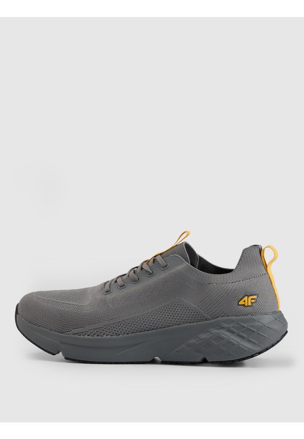 4f - 4F Niskie sneakersy sportowe VELOCORE męskie - szare 41. Okazja: na co dzień. Zapięcie: sznurówki. Kolor: szary. Materiał: dzianina, guma. Szerokość cholewki: normalna