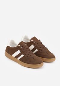 Born2be - Brązowe Sneakersy na Kauczukowej Podeszwie z Geometrycznym Motywem Vikioria. Okazja: na co dzień. Kolor: brązowy. Materiał: kauczuk. Wzór: geometria #8