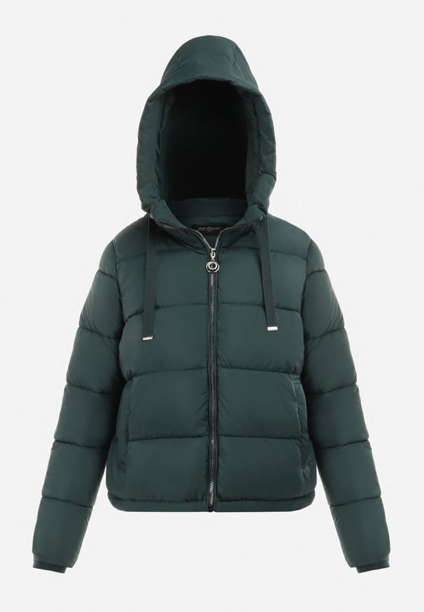 Born2be - Ciemnozielona Kurtka Puffer Pikowana z Kapturem Shannone. Okazja: na co dzień. Typ kołnierza: kaptur. Kolor: zielony. Długość rękawa: długi rękaw. Długość: długie. Wzór: jednolity. Sezon: jesień, zima. Styl: casual