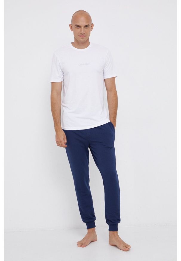 Calvin Klein Underwear T-shirt piżamowy kolor biały gładka. Kolor: biały. Materiał: dzianina. Wzór: gładki