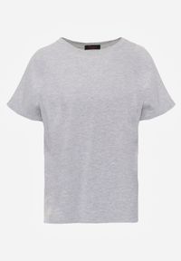 Born2be - Szary T-shirt Bawełniany Klasyczny o Fasonie Oversize z Dłuższym Tyłem Nemedora. Okazja: na co dzień. Kolor: szary. Materiał: bawełna. Długość: długie. Styl: klasyczny #5