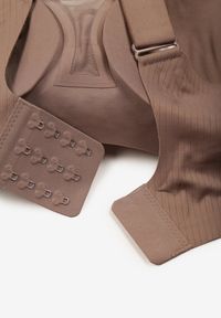 Born2be - Ciemnobeżowy Biustonosz z Prążkowanego Materiału Ezimere. Kolor: beżowy. Materiał: prążkowany, materiał. Rodzaj stanika: wyciągane miseczki. Wzór: gładki #2