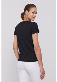 Karl Lagerfeld T-shirt damski kolor czarny. Okazja: na co dzień. Kolor: czarny. Materiał: dzianina. Wzór: aplikacja. Styl: casual #4
