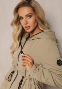 Renee - Jasnozielona Kurtka Parka Ściągana w Pasie Crotidae. Kolor: zielony