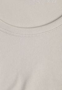 Renee - Beżowy Krótki T-shirt Basic z Okrągłym Dekoltem Gresalor. Okazja: na co dzień. Kolor: beżowy. Materiał: jeans, zamsz. Długość: krótkie. Styl: klasyczny, casual #2