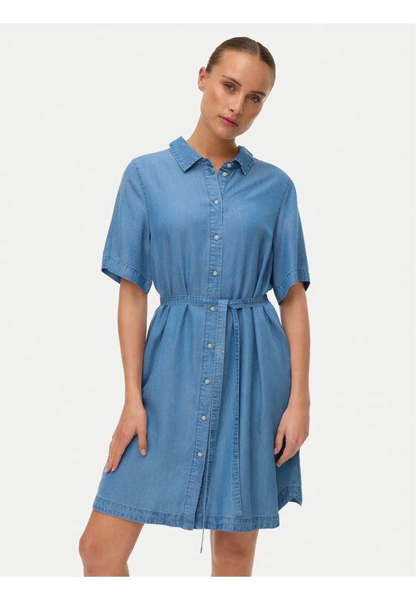 Vero Moda Sukienka jeansowa Bree 10341620 Niebieski Regular Fit. Kolor: niebieski. Materiał: lyocell