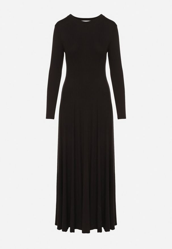 Born2be - Czarna Bawełniana Sukienka o Rozkloszowanym Kroju Tuselenea. Okazja: na co dzień. Kolor: czarny. Materiał: bawełna. Typ sukienki: proste. Styl: casual, elegancki