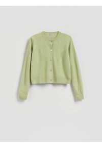 Reserved - Wełniany kardigan - jasnozielony. Kolor: zielony. Materiał: wełna