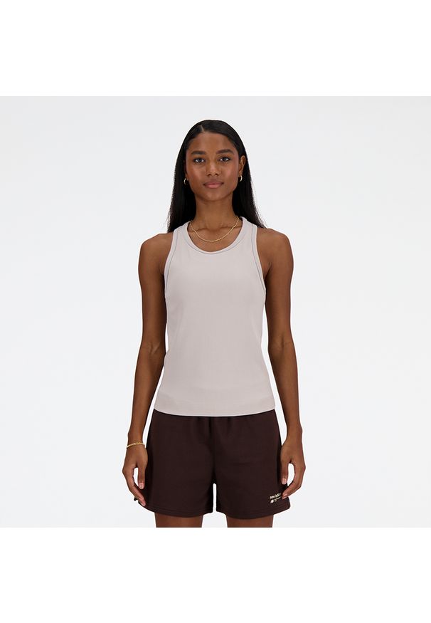 Koszulka damska New Balance WT33536MNK – szara. Kolor: szary. Materiał: bawełna, dresówka