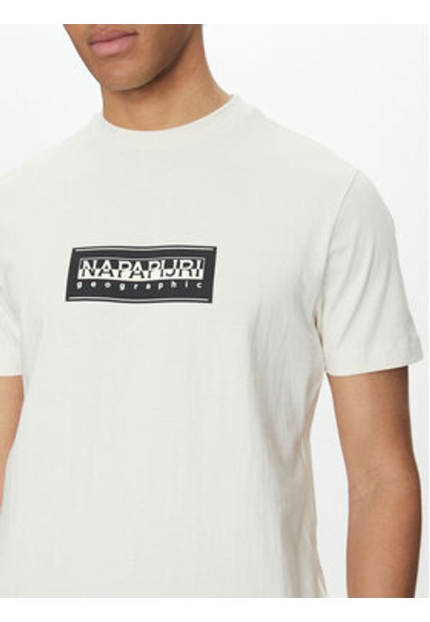 Napapijri T-Shirt S-box Logo NP0A4I3L Écru Regular Fit. Materiał: bawełna