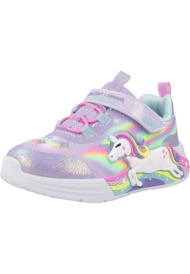 skechers - Buty SKECHERS UNICORN CHASER Fioletowy. Okazja: na co dzień. Kolor: czerwony, wielokolorowy, fioletowy, różowy. Materiał: syntetyk, tkanina