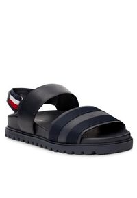 TOMMY HILFIGER - Tommy Hilfiger Sandały Elevated Hilfiger Strappy Sandal FM0FM05008 Granatowy. Kolor: niebieski. Materiał: skóra