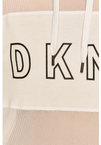 DKNY - Dkny - Bluza. Typ kołnierza: kaptur. Kolor: biały. Materiał: poliester, dzianina, elastan. Wzór: aplikacja #4