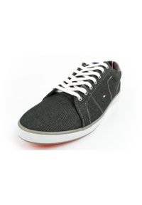 TOMMY HILFIGER - Buty sportowe trampki do chodzenia męskie Tommy Hilfiger. Kolor: czarny. Materiał: materiał. Szerokość cholewki: normalna. Sport: turystyka piesza