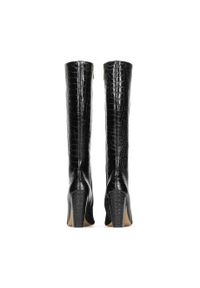 Kazar - Czarne kozaki damskie. Wysokość cholewki: przed kolano. Kolor: czarny. Materiał: skóra, nubuk. Szerokość cholewki: normalna. Wzór: gładki. Obcas: na obcasie. Wysokość obcasa: średni #6