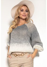 e-margeritka - Sweter kolorowy na wiosnę z szerokimi rękawami - l/xl. Materiał: wełna, materiał, poliakryl. Wzór: kolorowy. Sezon: wiosna #1