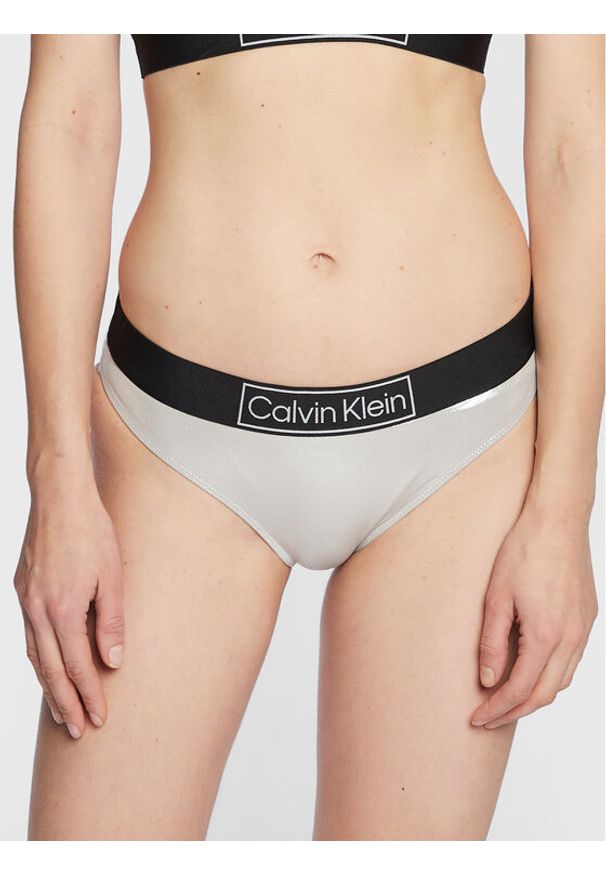 Calvin Klein Swimwear Dół od bikini Classic KW0KW01949 Srebrny. Kolor: srebrny. Materiał: syntetyk