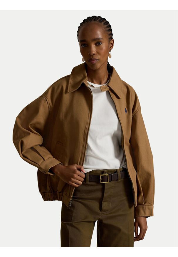 Polo Ralph Lauren Kurtka przejściowa 211A96311003 Beżowy Oversize. Typ kołnierza: polo. Kolor: beżowy. Materiał: bawełna