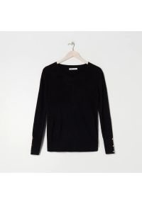 Sinsay - Sweter z miękkiej dzianiny - Czarny. Kolor: czarny. Materiał: dzianina