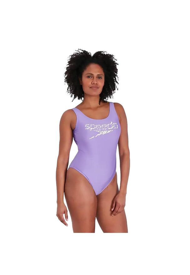 Strój Kąpielowy Speedo Logo U-back – Fioletowo-Biały - Rozmiar 30. Kolor: fioletowy. Wzór: motyw zwierzęcy