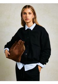 Big-Star - Bluza damska bomber czarna Pixelina 906. Okazja: na co dzień. Kolor: czarny. Materiał: dzianina, skóra. Styl: klasyczny, casual, elegancki, sportowy #7