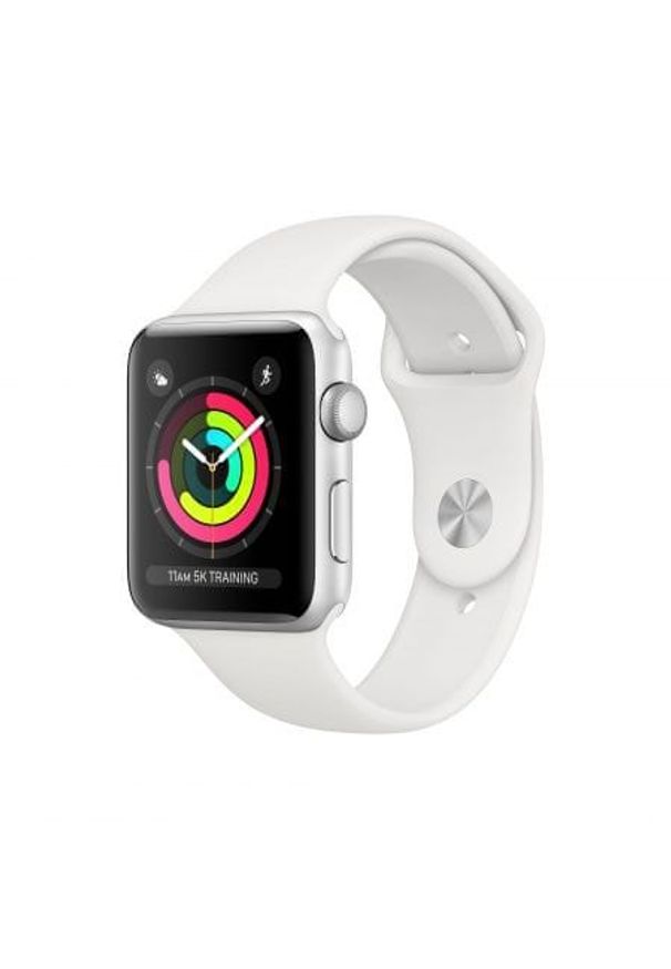 APPLE - Apple smartwatch Watch Series 3 GPS, 42mm Silver Aluminium Case with White Sport Band. Rodzaj zegarka: smartwatch. Kolor: wielokolorowy, szary, srebrny. Styl: sportowy