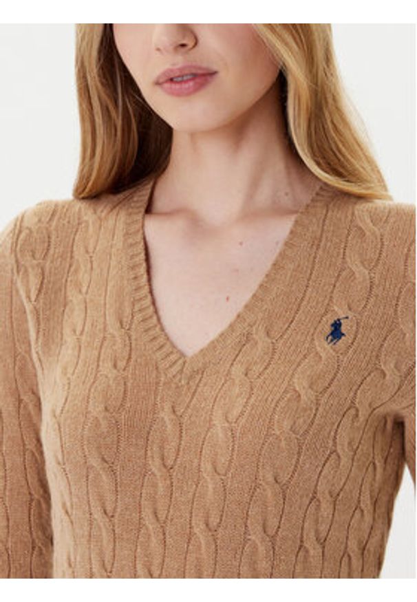 Polo Ralph Lauren Sweter 211971866002 Beżowy Slim Fit. Typ kołnierza: polo. Kolor: beżowy. Materiał: wełna