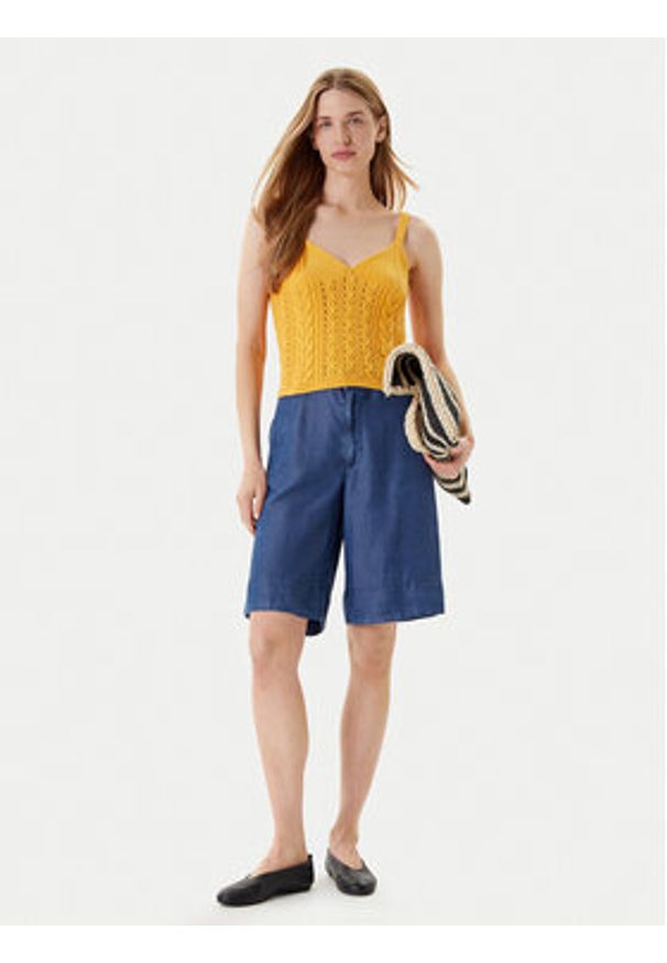 United Colors of Benetton - United Colors Of Benetton Top 101TDH01B Żółty Slim Fit. Kolor: żółty. Materiał: bawełna