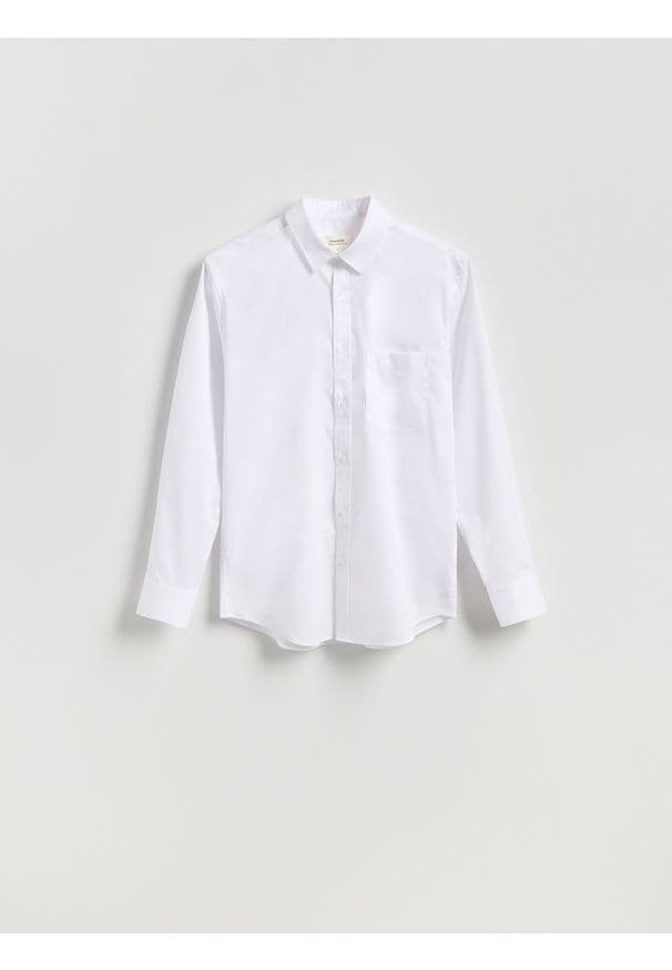 Reserved - Bawełniana koszula slim fit - biały. Kolor: biały. Materiał: bawełna