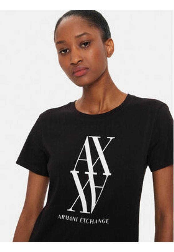 Armani Exchange T-Shirt 6DYT04 YJG3Z 1200 Czarny Regular Fit. Kolor: czarny. Materiał: bawełna
