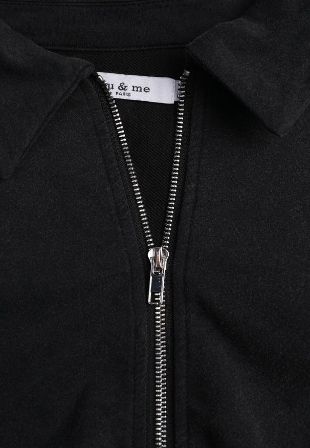 Born2be - Czarna Bawełniana Bluza Bomberka o Kroju Oversize z Kołnierzem Viminala. Okazja: na co dzień. Kolor: czarny. Materiał: bawełna. Styl: casual