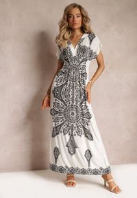 Renee - Biała Sukienka Maxi w Etniczny Wzór Josanie. Kolor: biały. Styl: wakacyjny, boho. Długość: maxi
