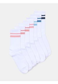 Sinsay - Prążkowane skarpetki z bawełną 7 pack - biały. Kolor: biały. Materiał: prążkowany, bawełna