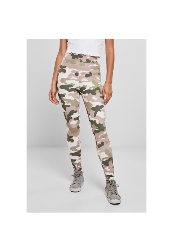 Damskie legginsy z wysoką talią Urban Classics Camo tech (Grandes tailles). Kolor: różowy