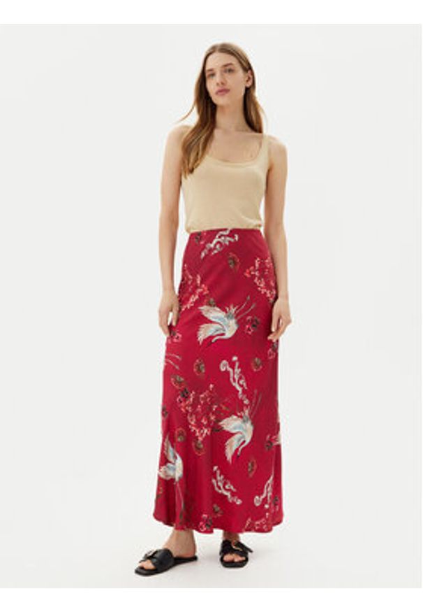 ViCOLO Spódnica maxi TD0472 Bordowy Slim Fit. Kolor: czerwony. Materiał: wiskoza