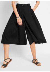 Spodnie culotte z szerokimi nogawkami, TENCEL™ Lyocell bonprix czarny. Kolor: czarny. Materiał: lyocell #2