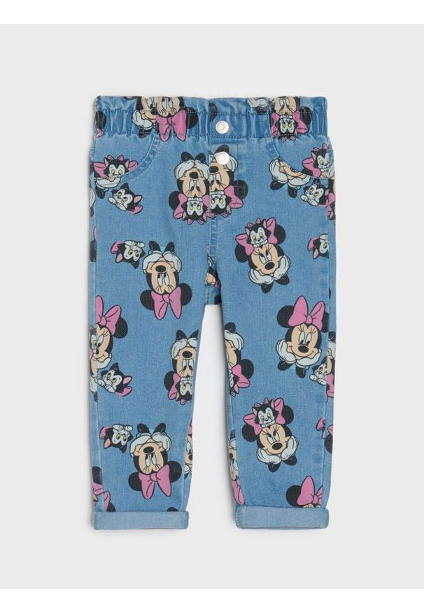 Sinsay - Jeansy Minnie Mouse - niebieski. Kolor: niebieski. Materiał: jeans. Wzór: motyw z bajki