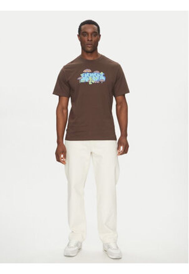 Element T-Shirt ELYZT00512 Brązowy Relaxed Fit. Kolor: brązowy. Materiał: bawełna