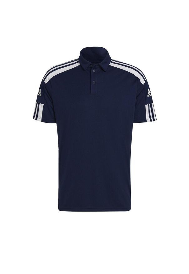 Koszulka polo do piłki nożnej męska Adidas Squadra 21 Polo z krótkim rękawem. Typ kołnierza: polo. Kolor: biały, wielokolorowy, niebieski. Długość rękawa: krótki rękaw. Długość: krótkie. Sport: piłka nożna