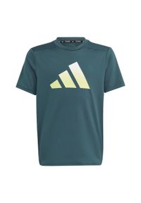 Adidas - Train Icons AEROREADY Logo Tee. Kolor: wielokolorowy, żółty, biały, zielony, niebieski. Materiał: materiał