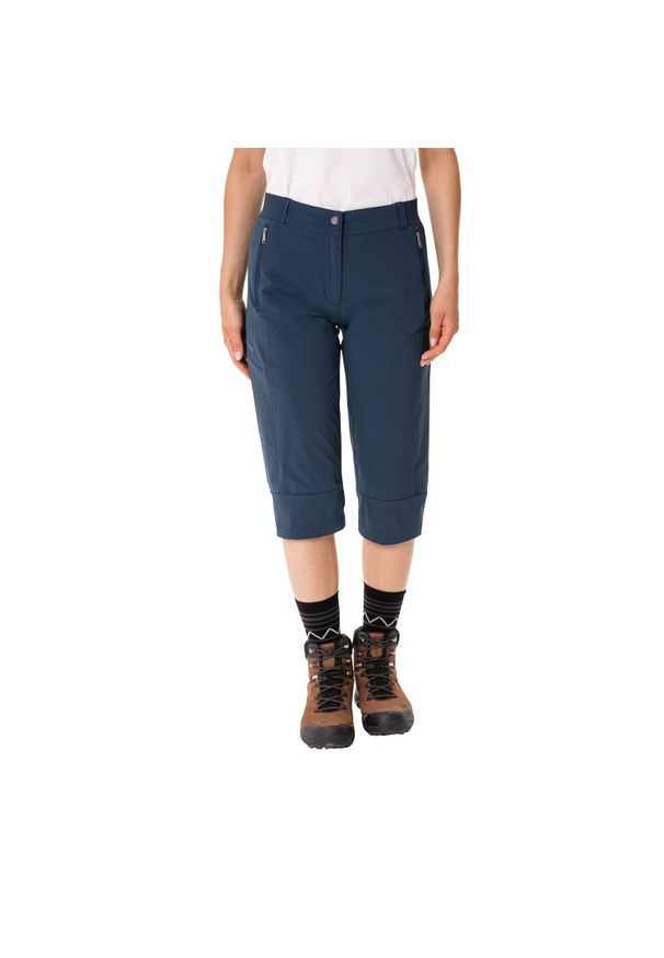 Vaude - Spodnie damskie VAUDE Farley Stretch Capri III. Kolor: niebieski. Materiał: nylon. Sezon: lato. Sport: turystyka piesza