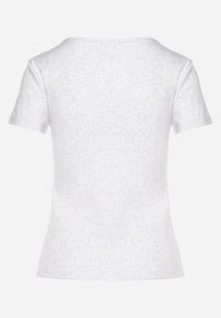 Born2be - Jasnoszary T-shirt z Bawełny Ozdobiony Koronką Parilne. Okazja: na co dzień. Kolor: szary. Materiał: bawełna, koronka. Wzór: koronka, aplikacja. Styl: casual, elegancki #6