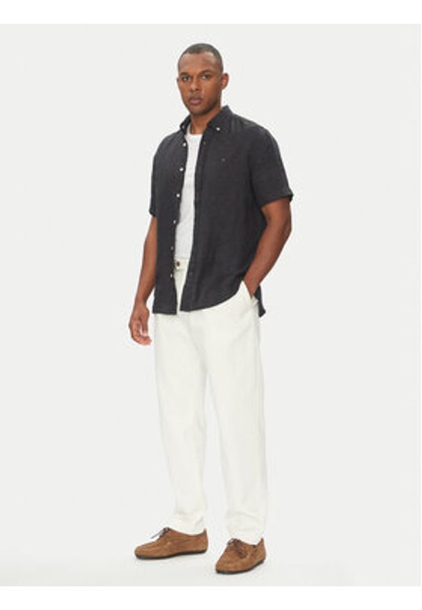 TOMMY HILFIGER - Tommy Hilfiger Koszula MW0MW35207 Czarny Regular Fit. Kolor: czarny. Materiał: len
