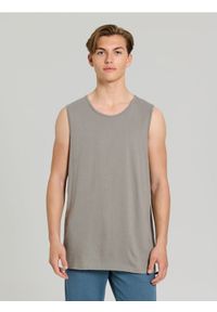Sinsay - Bawełniany tank top basic - szary. Kolor: szary. Materiał: bawełna