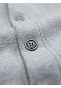 Ombre Clothing - Męska dresowa bluza z kapturem zapinana na guziki – szary melanż V2 - Rozmiar: S. Typ kołnierza: kaptur. Kolor: szary. Materiał: dresówka. Wzór: melanż. Styl: elegancki #7